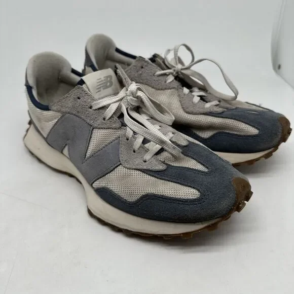 New Balance 327 Navy Blue Beige Suede Retro Low Running Shoes Sneakers Men Sz 10 - Picture 8 of 16